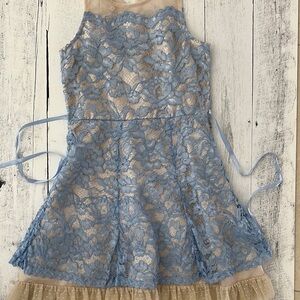 Elegant Blue Lace Kids Dress